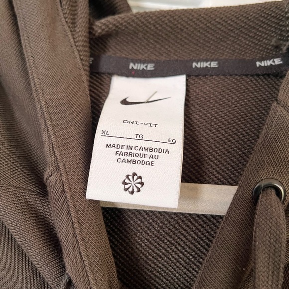 Nike French Terry Hoodie Sweatshirt Swoosh Dri-fit Green - Picture 3 of 3